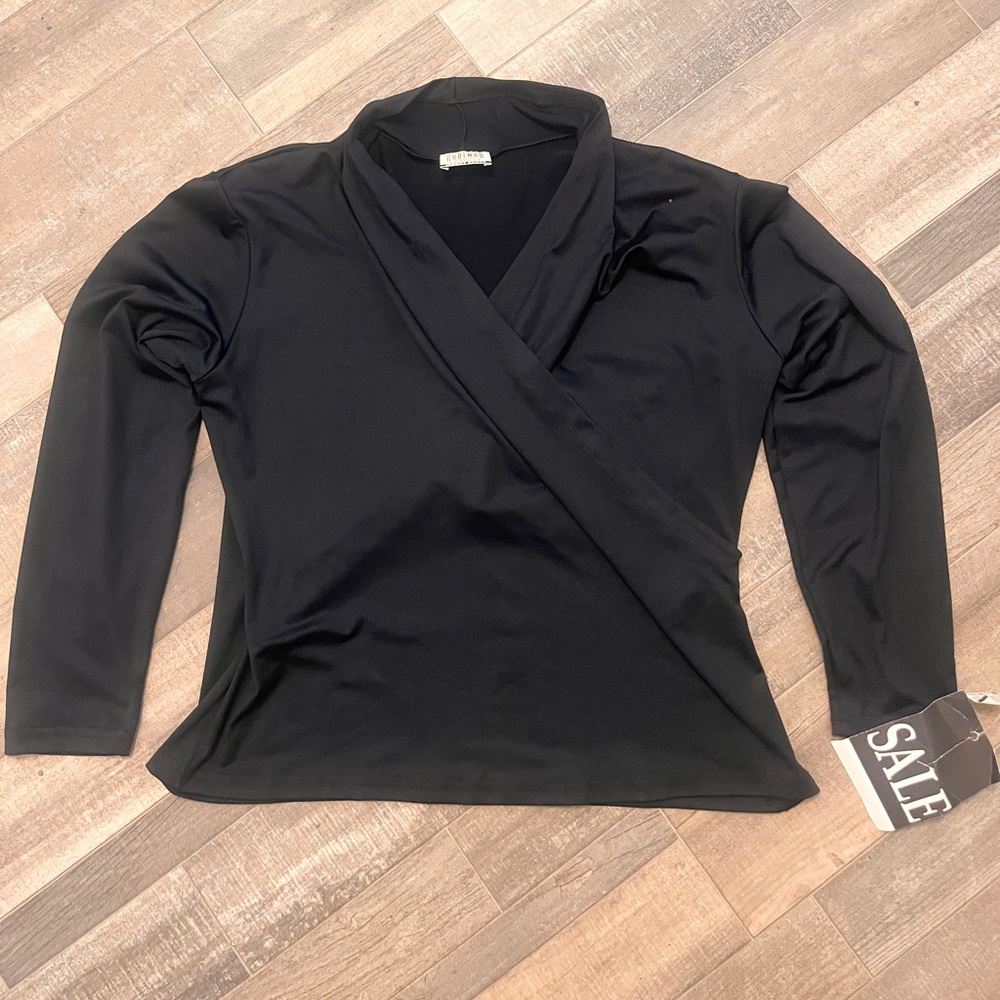 Jeremy Scott Braemer Petites Black Long Sleeve Blouse